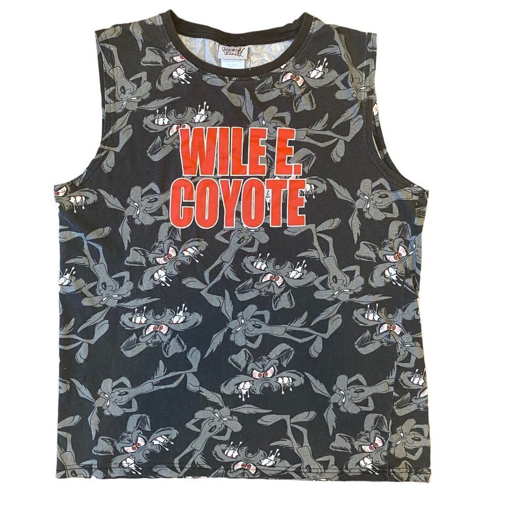 Looney Tunes Wile E Coyote Tank Top All over Print 90s Mens Medium Wiley